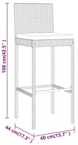 vidaXL 7 részes szürke polyrattan kerti bárszett párnákkal