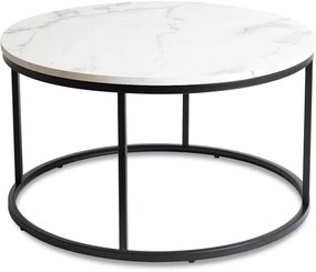 Dohányzóasztal Fehér Márvány/Fekete Színben. CONNY MAX