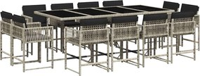 vidaXL 13 részes szürke polyrattan kerti étkezőgarnitúra párnákkal