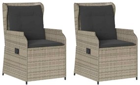 Kerti pad párnával 2 pcs Világosszürke Poli rattan