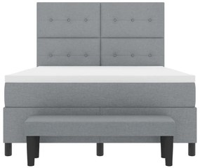 Box Spring Ágy Matraccal és Padlóval, Világosszürke 140x200 cm, Szövet