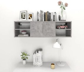 betonszürke szerelt fa fali polc 102 x 30 x 29 cm