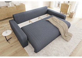 Sötétszürke kordbársony kinyitható tárolóhelyes kanapé 234 cm Sara – Ropez