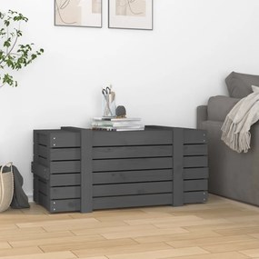szürke tömör fenyőfa tárolóláda 91 x 40,5 x 42 cm