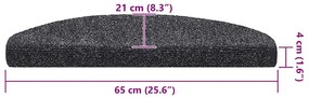 20 db öntapadós lépcsőszőnyeg, 65 x 21 x 4 cm, sötétszürke, nagy félkör alakú
