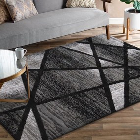 Modern szürke-fekete szőnyeg absztrakt mintával Szélesség: 120 cm | Hossz: 170 cm
