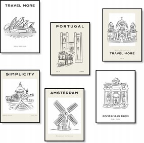 Poszterek Műemlékek Építészet Épületek Készlet 6 db Poszter A4 *Sok minta*