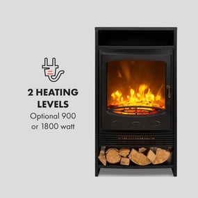 Bergamo, elektromos kandalló, 900/1800 W, termosztát, fa kialakítás, fekete