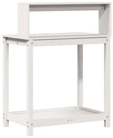 fehér tömör fenyőfa ültetőasztal polccal 82,5 x 50 x 109,5 cm