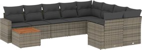 vidaXL 10 részes szürke polyrattan kerti ülőgarnitúra párnákkal