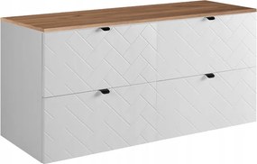 Fürdőszobai Falra Szerelhető Mosdószekrény 120 Fehér Halszálka Mdf Blat (Pult)