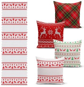Nordic Knit 4 db karácsonyi párnahuzat és asztali futó szett - Minimalist Cushion Covers