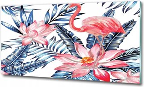 Fotó-üvegkép Flamingók és növények 100x70