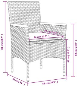3részes szürke polyrattan/akácfa kerti étkezőgarnitúra párnával