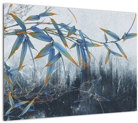 Kép - bambusz a falon (üvegen) (70x50 cm)