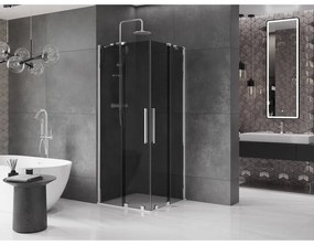 Mexen Velar Duo, zuhanykabin tolóajtóval 100 x 100 cm, 8mm szürke üveg, króm, 871-100-100-42-01