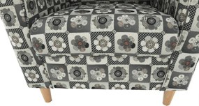 füles fotel puffal, szövet patchwork N1, ASTRID