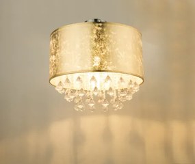 Globo 15187D3 Mennyezeti lámpa,nikkel matt, textil arany akril kristály, áttetsző, ø: 400, H:380, Foglalat típusa:1xE27 60W 230V