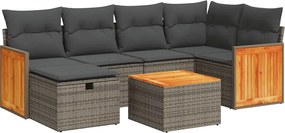 vidaXL 7 részes szürke polyrattan kerti ülőgarnitúra párnákkal