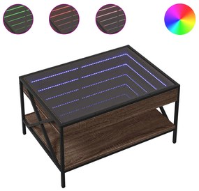 Barna tölgy végtelen hatású LED-es dohányzóasztal 70x50x38 cm