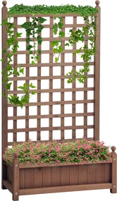 Outsunny Virágcserép és Rácsos Főzőbox Rózsa Ív Klímavédő Kerthez - Sötétbarna Fa 64 x 28 x 120 cm | Aosom