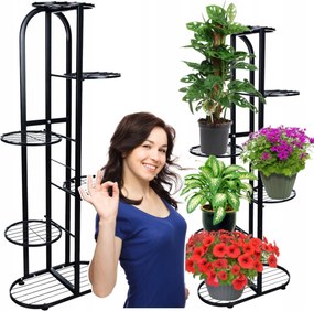 Virágágyás Fém Állvány 7 Kaspó Növények Virágok Loft Fekete Magasság 107