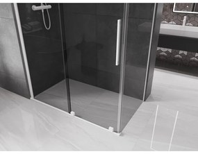 Mexen Velar, tolóajtós zuhanykabin 140 x 80 cm, 8mm szürke üveg, fehér matt, 871-140-080-41-20