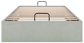 Ottomán ágykeret matrac nélkül Világosszürke 80x200 cm bársony