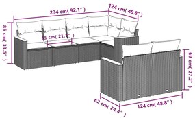 7 részes fekete polyrattan kerti ülőgarnitúra párnával