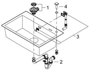 GROHE 31652AP0 - K700 kompozit mosogató 780 × 510 mm gránit/fekete