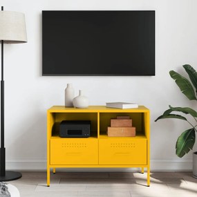mustársárga acél TV-szekrény 68 x 39 x 50,5 cm