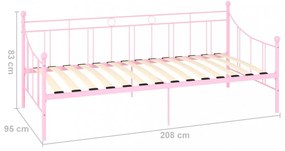rózsaszín fém kanapéágy-keret 90 x 200 cm