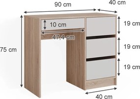 Fiókos íróasztal 90x40x75cm szürke FUR1953-1