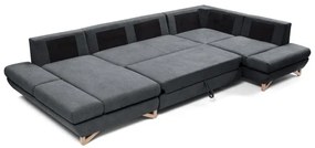 U-alakú, kihúzható kárpitozott sarokgarnitúra tárolóhellyel AVESTA, antracit