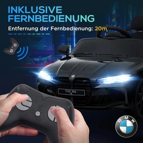 AIYAPLAY Elektromos gyerekautó BMW M4, hang és fény, 3-5 km/h, távirányítóval, fekete