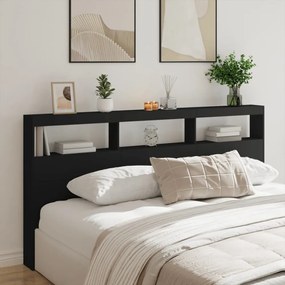 fekete áthidalószekrény LED-világítással 200 x 17 x 102 cm