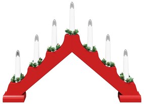 Karácsonyi gyertya híd Piros 39.5 x 5 x 29 cm Tömör fenyőfa