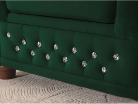 Zöld bársony kinyitható sarokkanapé (jobb oldali-L alakú) York Blik – Ropez