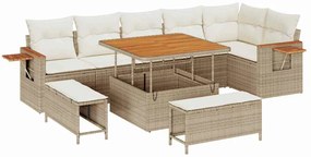 vidaXL Kerti Kanapé Szett párnával 9 pcs Beige és krém