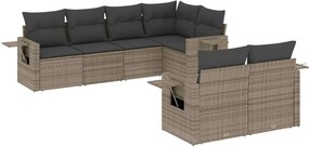 vidaXL 7 részes szürke polyrattan kerti ülőgarnitúra párnákkal