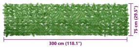 zöld leveles erkélyparaván 300 x 75 cm