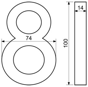 "8" házszám, RN.100LV, vágott, ezüst