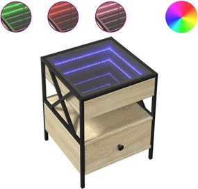 vidaXL sonoma tölgy végtelen hatású LED-es dohányzóasztal 40x40x51 cm