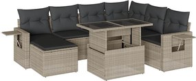 vidaXL 8 részes világosszürke polyrattan kerti ülőgarnitúra párnával
