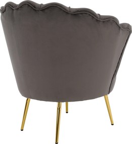 Art-deco stílusú fotel, szürkésbarna Velvet szövet/gold arany króm, NOBLEO