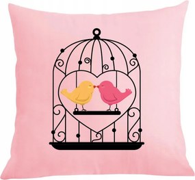 Valentin napi párna párnahuzat Madárkák a ketrecben