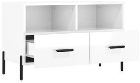 fehér magasfényű szerelt fa TV-szekrény 80x36x50 cm