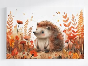 Canvas Vászonkép Gyerekek Erdő Ősz Állat Sündisznó Virágok Levelek 60x40