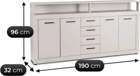 Komód 190 cm méretben, kaszmir színben BLAGO
