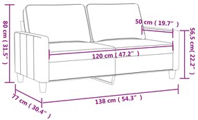 vidaXL 2 személyes világossárga szövet kanapé 120 cm